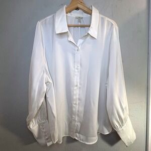 Joie Satin Blouse Cream Long Sleeve Button Up Shirt XX‎ Large New With Tags $98